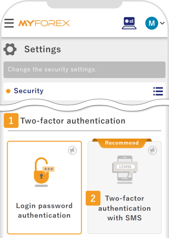 Tap Two-factor authentication with SMS